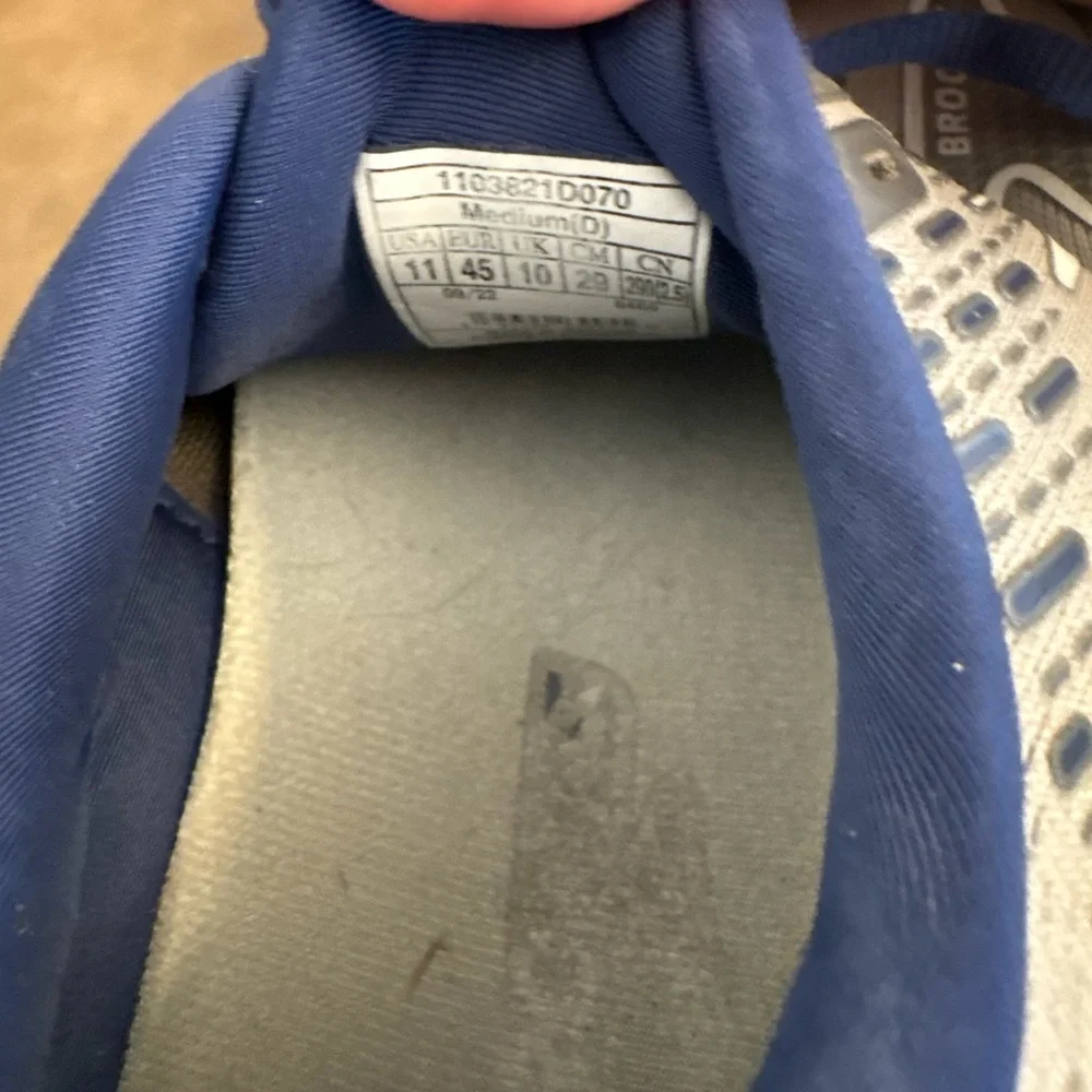 Brooks glycerin blue gray lace up sneakers comfortable running shoes size 11 - Picture 4 of 6